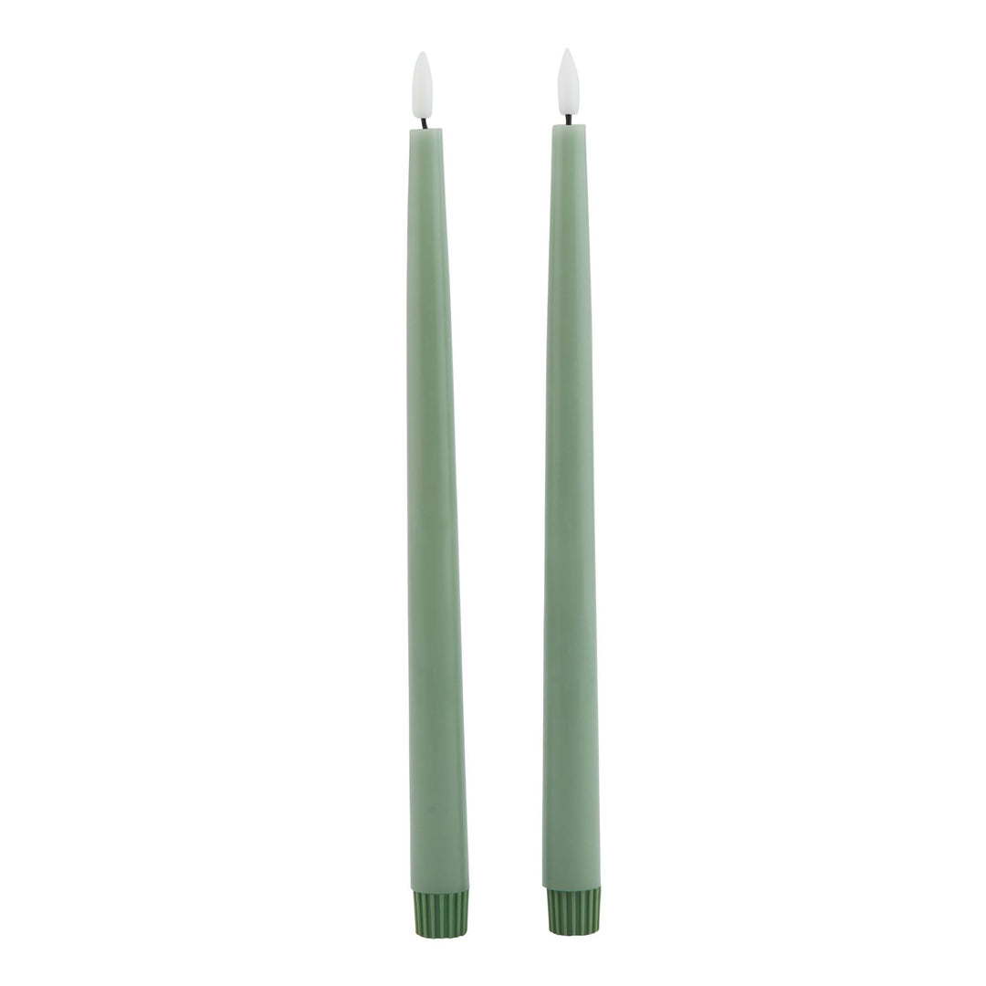 Luxe S/2 Sage LED Wax Dinner Candles