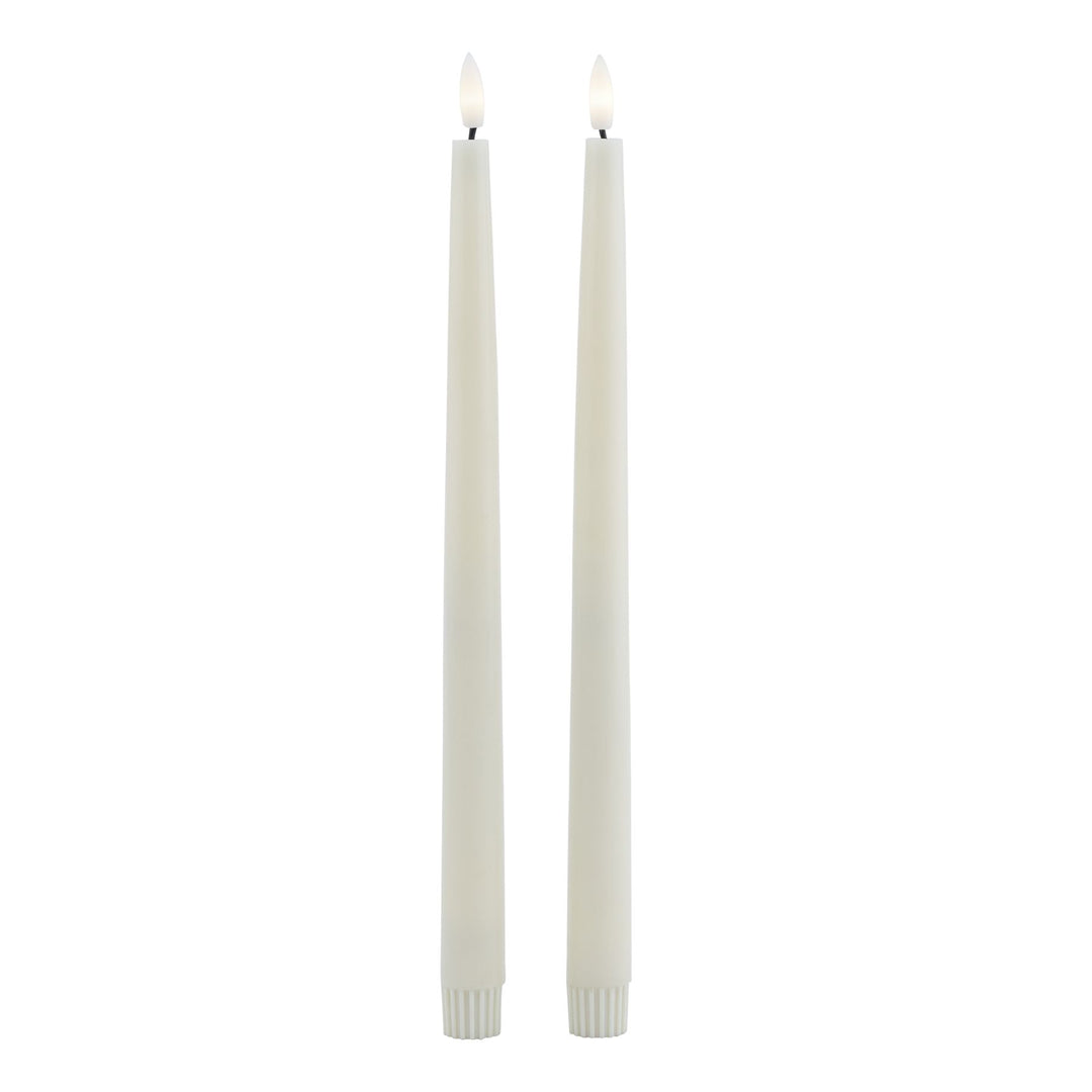 Luxe S/2 Taupe LED Wax Dinner Candles