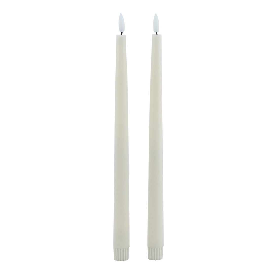 Luxe S/2 Taupe LED Wax Dinner Candles