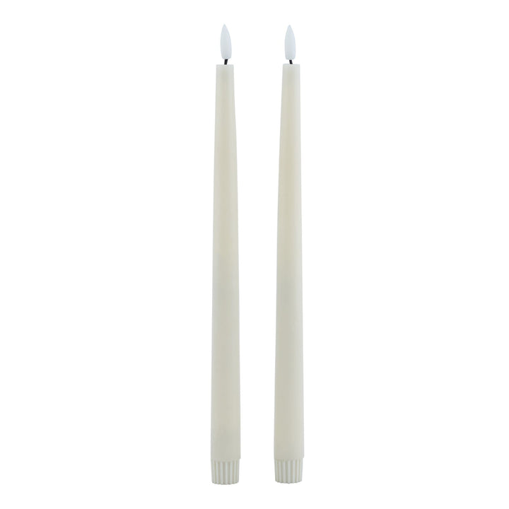 Luxe S/2 Taupe LED Wax Dinner Candles