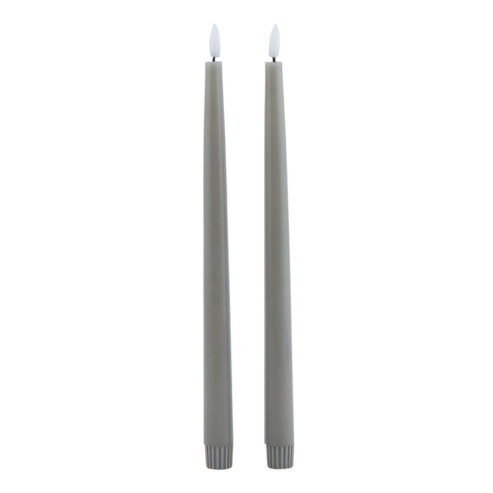 Luxe S/2 Grey LED Wax Dinner Candles