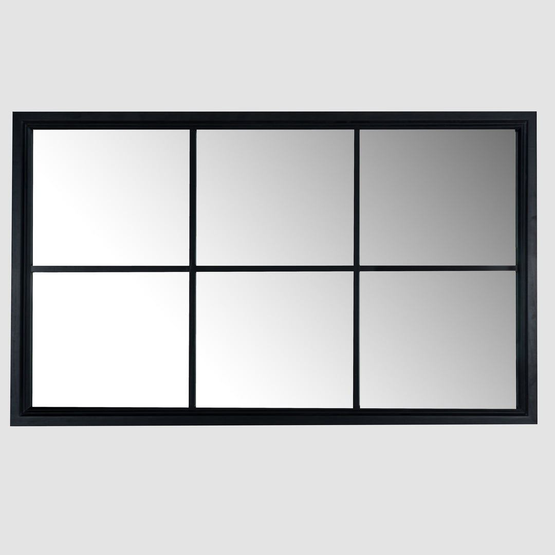 Black Wood Large Window Mirror