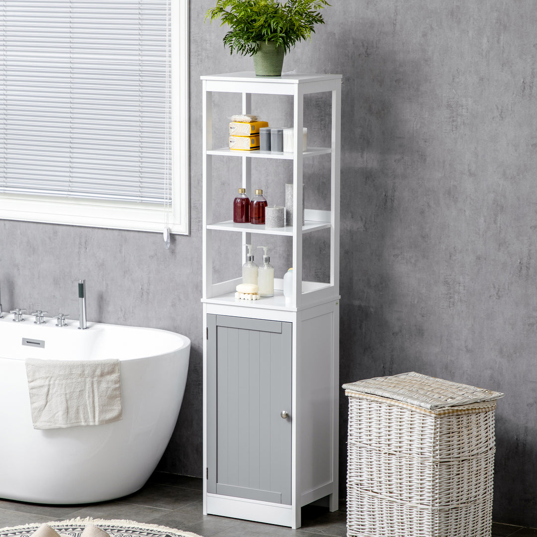 Kleankin Slimline Bathroom Storage Cabinet, Free Standing Tallboy Unit for Bathroom, Living Room, Kitchen,Multi-Purpose Storage Unit