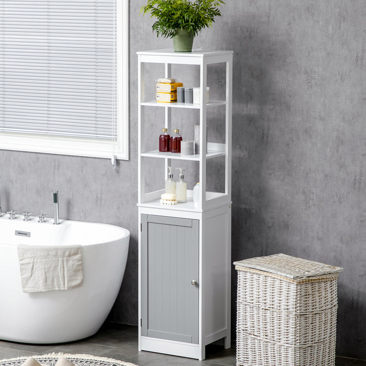 Kleankin Slimline Bathroom Storage Cabinet, Free Standing Tallboy Unit for Bathroom, Living Room, Kitchen,Multi-Purpose Storage Unit