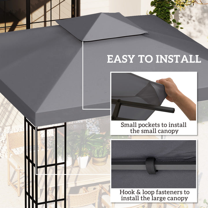 Outsunny 3 x 3(m) Gazebo Canopy Roof Top Replacement Cover Spare Part Deep Grey (TOP ONLY)