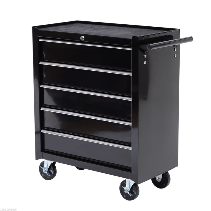 Cold Rolled Steel 5-Drawer Rolling Tool Storage Cabinet Tool Chest Black