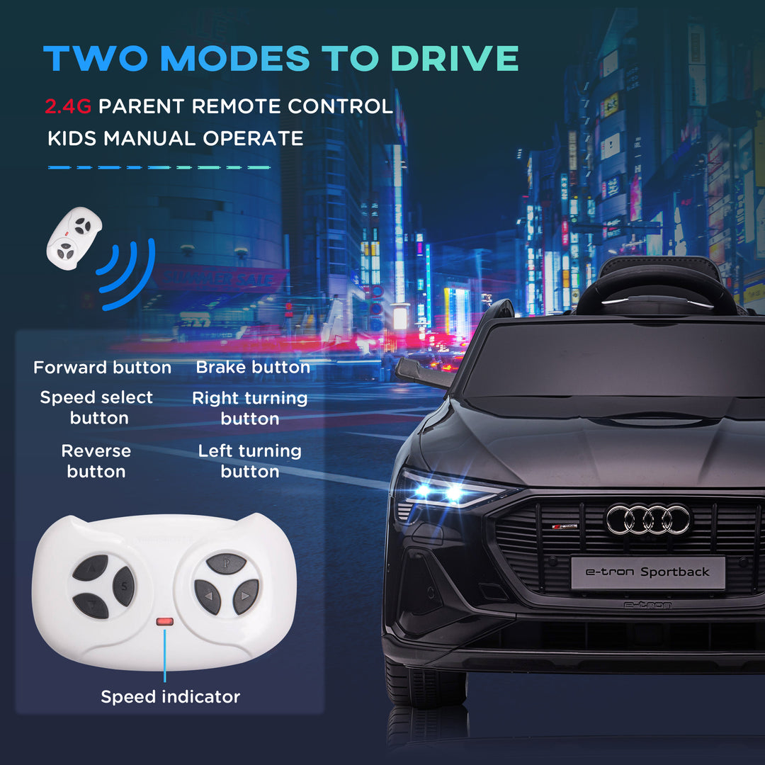 Kids Electric Ride-On Sports Car, 12V Two Motors Battery Powered Toy w/ Remote Control, Lights, Music, Horn - Black
