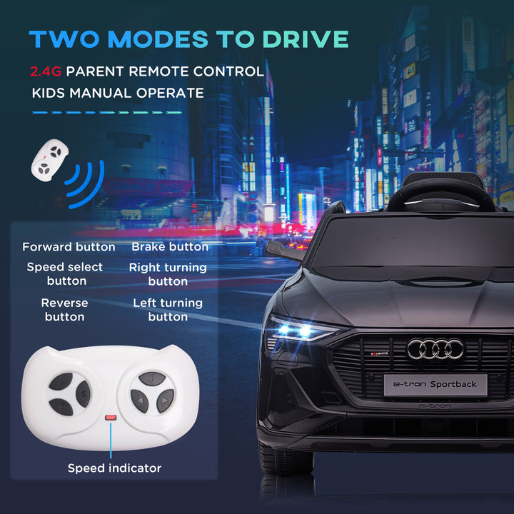 Kids Electric Ride-On Sports Car, 12V Two Motors Battery Powered Toy w/ Remote Control, Lights, Music, Horn - Black