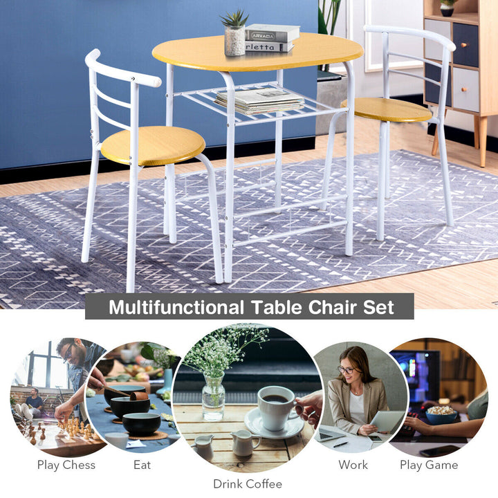 Compact Breakfast Dining Table Set-White