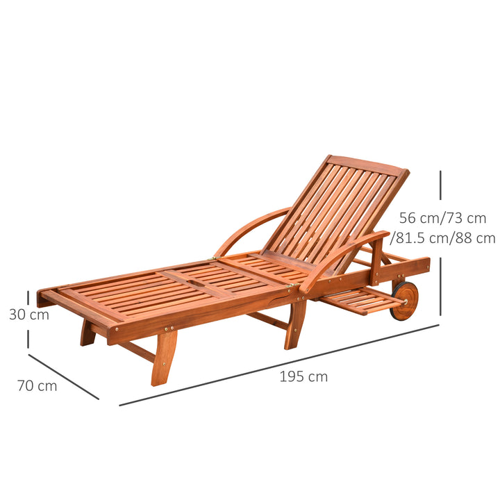 Outdoor Garden Patio Wooden Sun Lounger Foldable Recliner Deck Chair Day Bed Furniture with Wheels