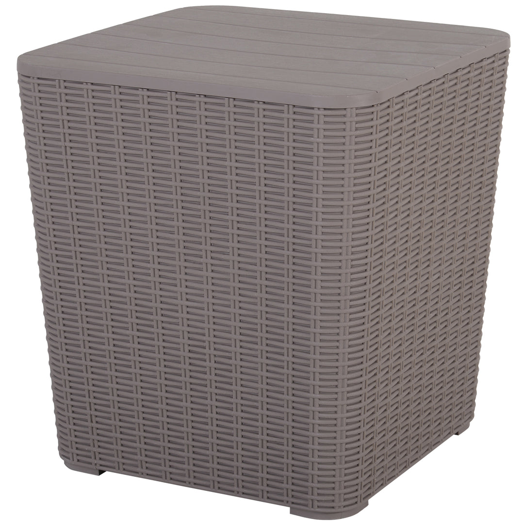 50L Outdoor Rattan-Effect Lift-Top Ice Cooler Table Grey