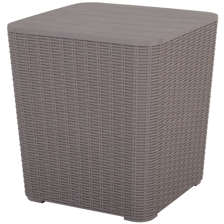 50L Outdoor Rattan-Effect Lift-Top Ice Cooler Table Grey