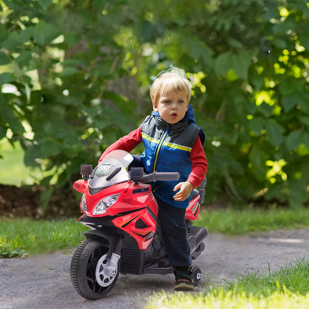 Kids 6V Electric Ride On Motorcycle Police Car Toy for 18 - 36 months Red