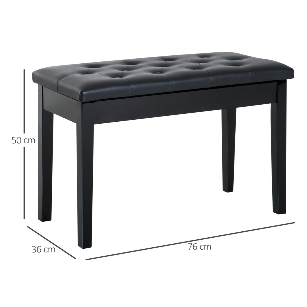 PU Leather Upholstered Stool Makeup Stool Bench Dressing Table Seat with Storage 76x36x50cm, Black