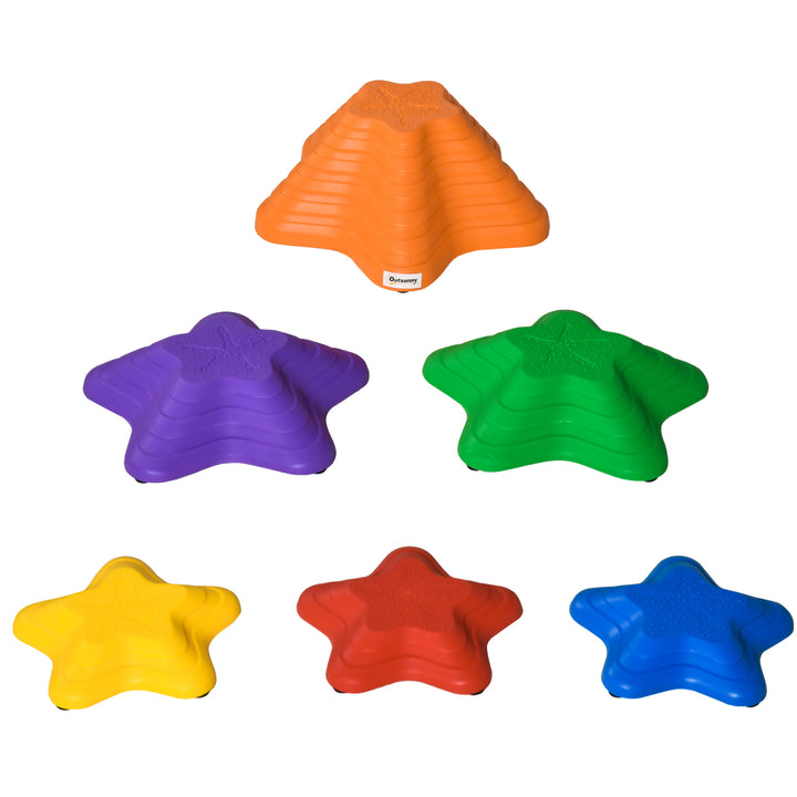 6pcs Balance Stepping Stones for Kids Starfish Style Non-slip Obstacle Course Stackable Balance Blocks Encourage Toddler Balance