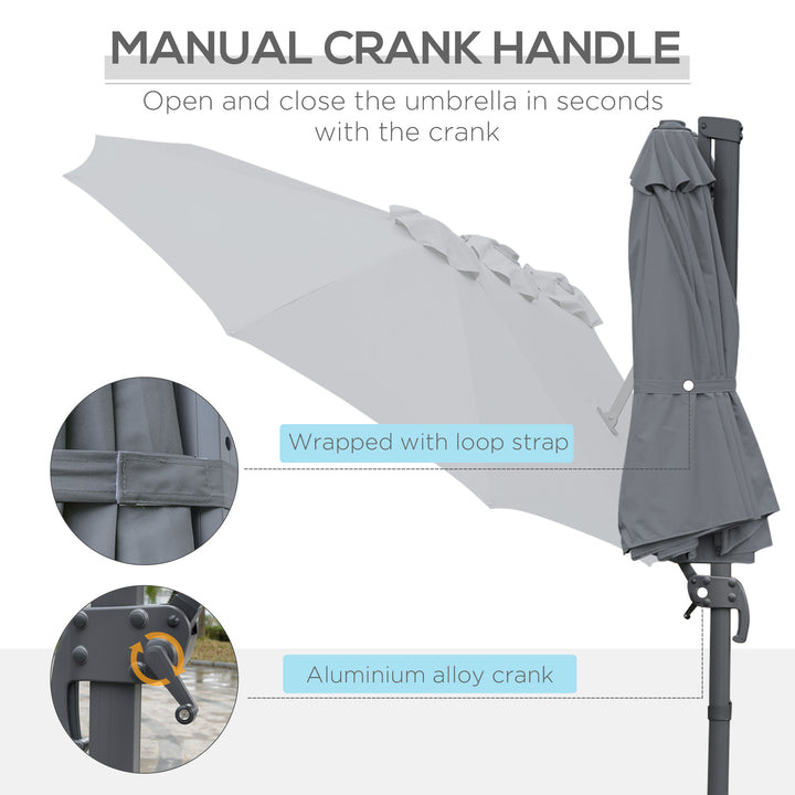 4.5 m Patio Cantilever Roma Parasol, Large Double-Sided Rectangular Garden Umbrella with Crank Handle, 360° Cross Base for Bench, Outdoor