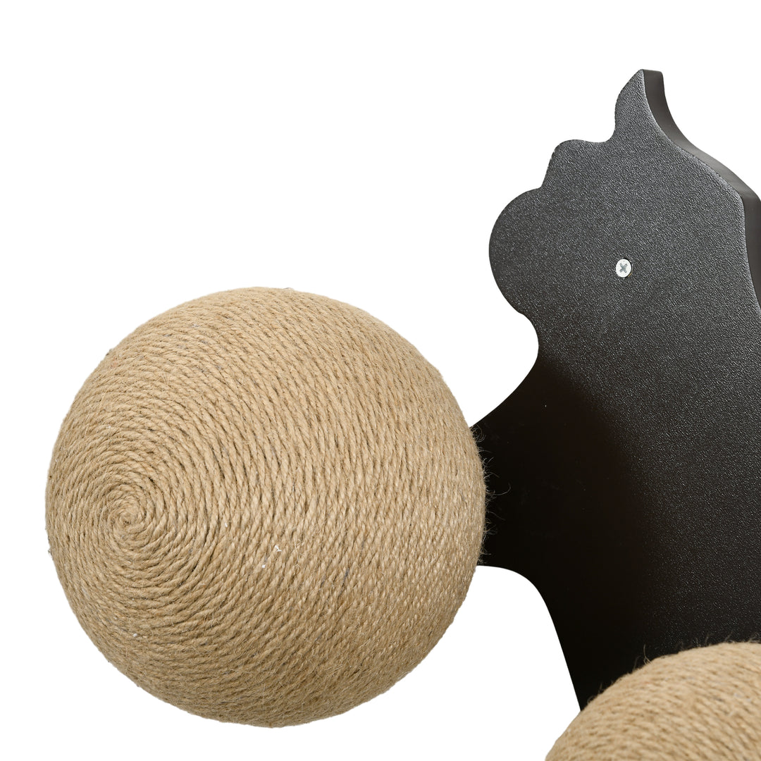 Wall Mounted Cat Shelves with Three Scratching Balls-Tawny Brown