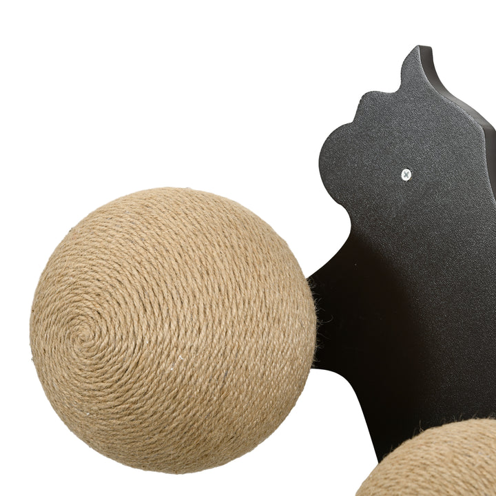 Wall Mounted Cat Shelves with Three Scratching Balls-Tawny Brown