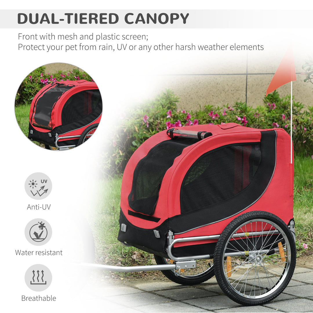 Dog Bike Trailer Folding Bicycle Pet Trailer Dog Bike Jogger Travel Carrier W/Removable Cover-Red