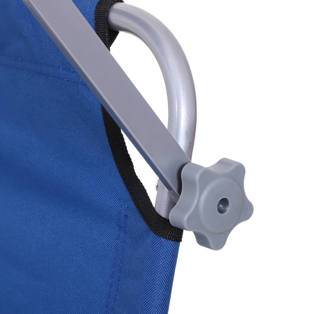 Outsunny Reclining Chair Folding Lounger Seat Sun Lounger with Sun Shade Awning Beach Garden Outdoor Patio Recliner Adjustable, Blue