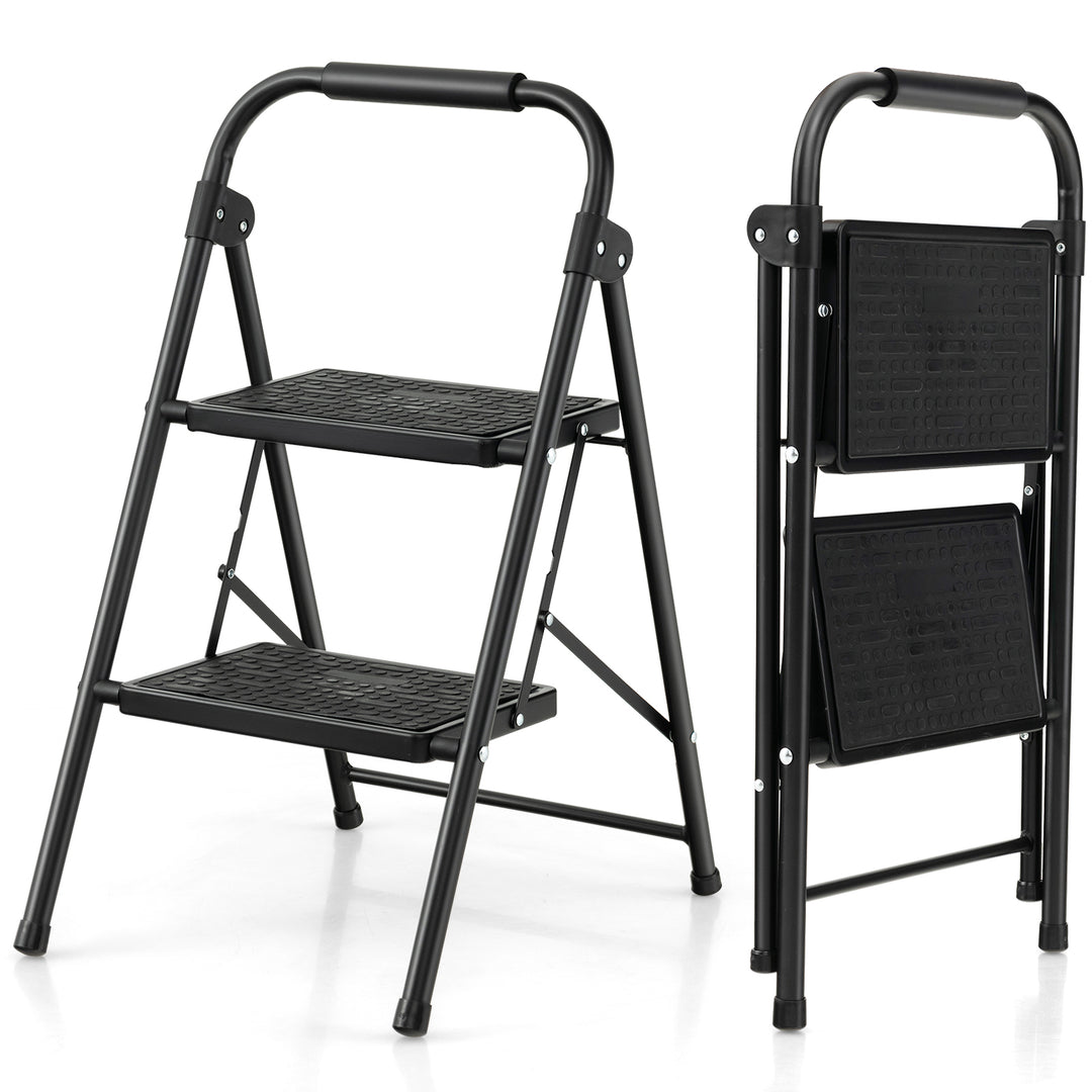 Folding Ladder with Safe Lock and Hand Grip-Black