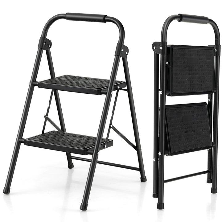 Folding Ladder with Safe Lock and Hand Grip-Black