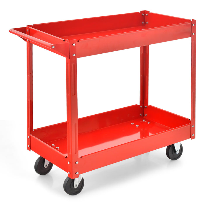 Tool Trolley with Handle and 4 Wheels-Red