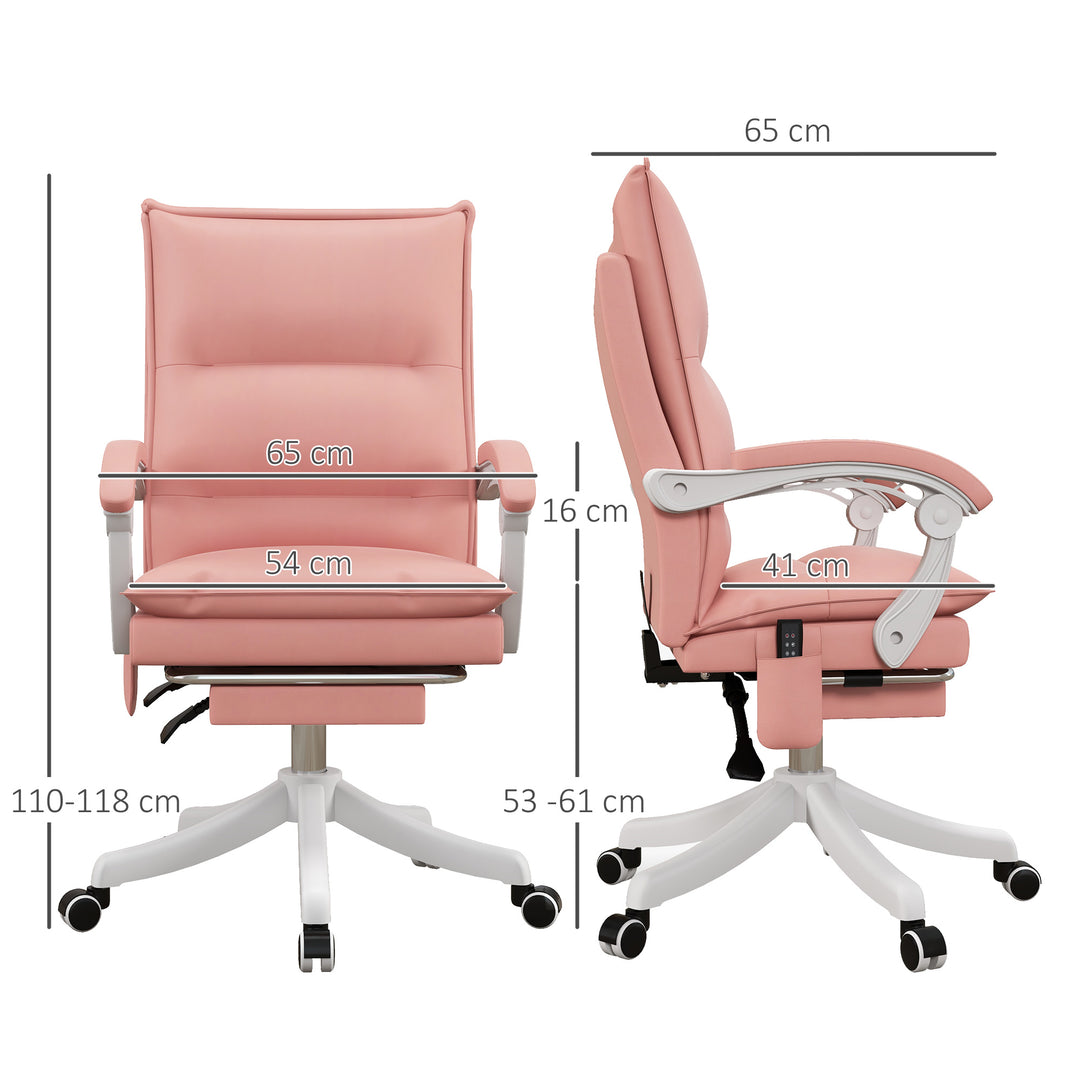 Vinsetto Vibration Massage Office Chair with Heat, Faux Leather Computer Chair, Pink