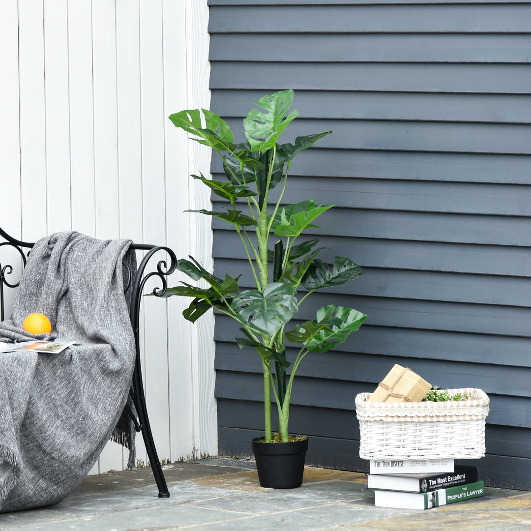 Artificial Monstera Tree with Nursery Pot, Fake Tropical Palm Tree