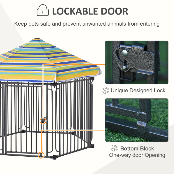 PawHut Heavy-Duty Outdoor Pet Cage Kennel with Weather-Resistant Polyester Roof, Locking Door, &amp; Metal Frame 122cmx105cmx119cm