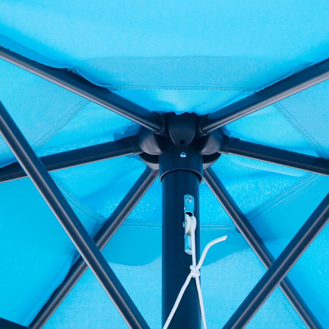 2.7M Patio Tilt Umbrella Sun Parasol Outdoor Garden Sun Shade Aluminium Frame with Crank（Blue）