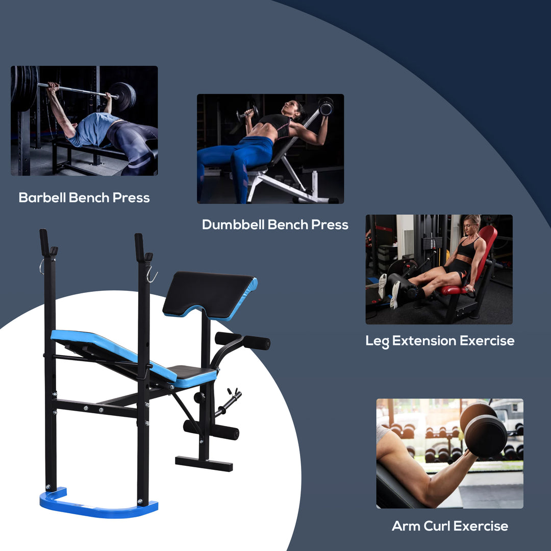 Adjustable Weight Bench with Leg Developer Barbell Rack for Lifting and Strength Training Multifunctional Workout Station for Home Gym Fitness