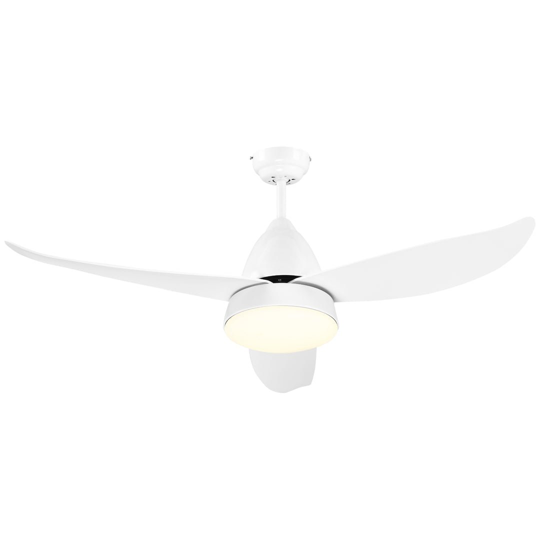 Reversible Ceiling Fan with Light, 3 Blades Indoor Modern Mount White LED Lighting Fan with Remote Controller, for Bedroom, Living Room, White