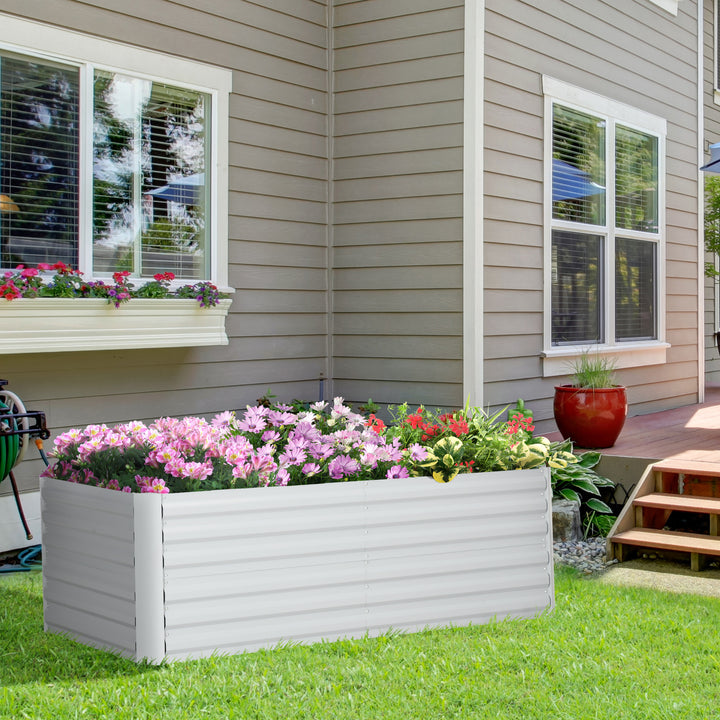 Raised Beds for Garden, Galvanised Steel Outdoor Planters with Multi-reinforced Rods, 180 x 90 x 59 cm, Grey