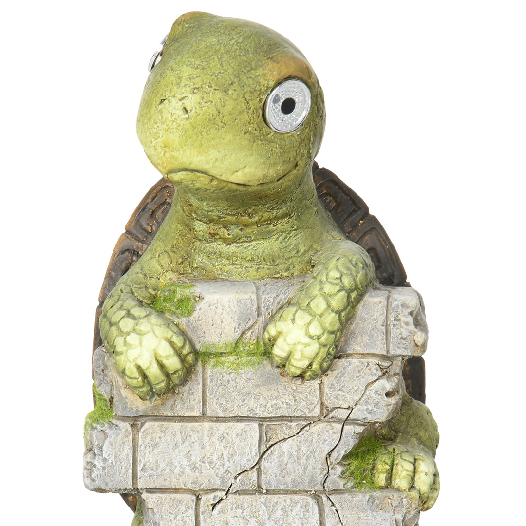 Vivid Tortoise Art Sculpture with Solar LED Light, Colourful Garden Statue, Outdoor Ornament Home Decoration for Porch, Deck, Grass