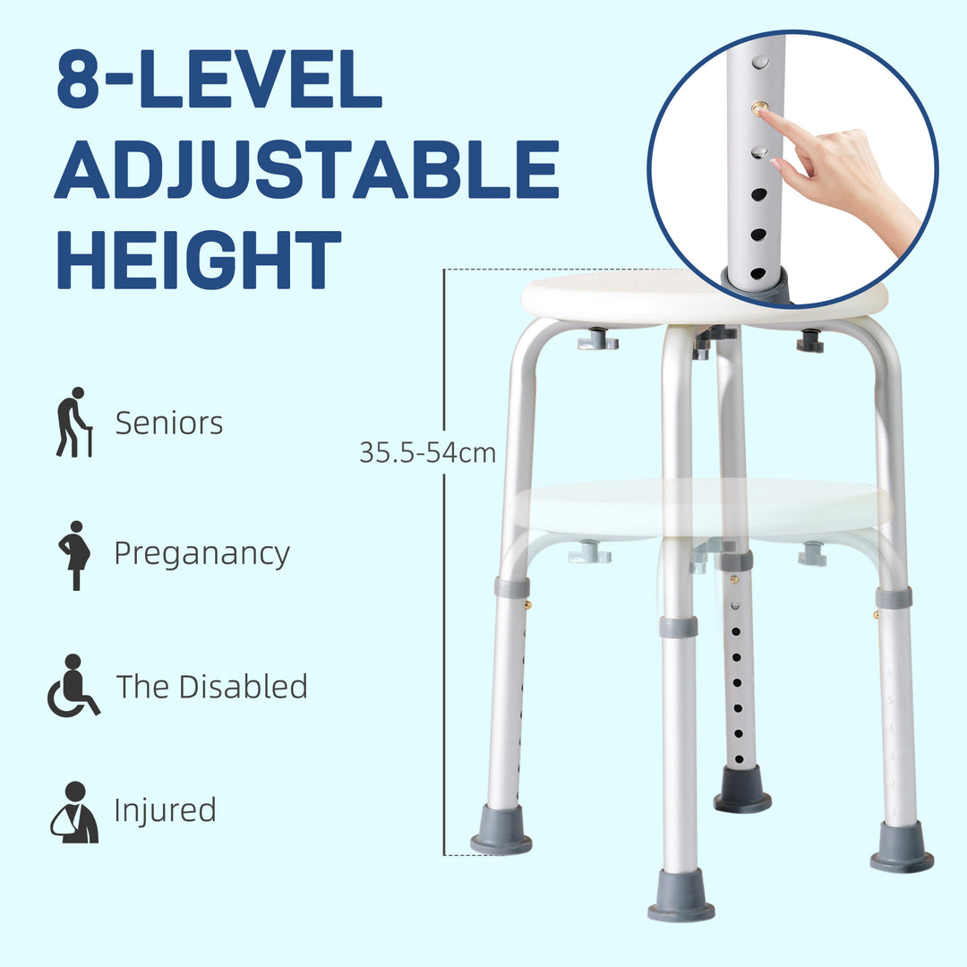 Adjustable Non-Slip Shower and Bath Stool,  32.5Wx41Dx35.5-54H cm-Cream White