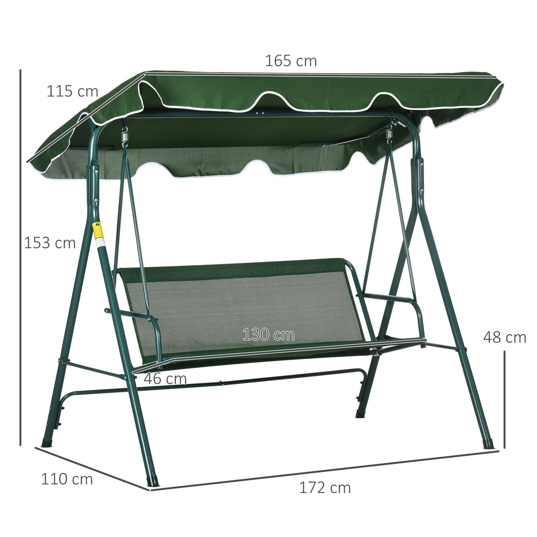 Steel 3-Seater Swing Chair w/ Adjustable Canopy Green
