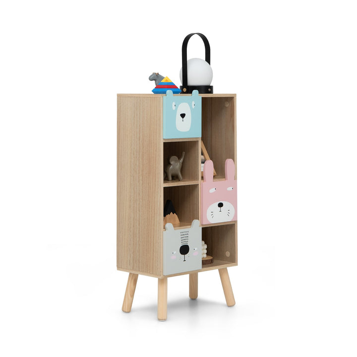 Kids Toy Storage Organizer with 4 Open Compartments-Natural