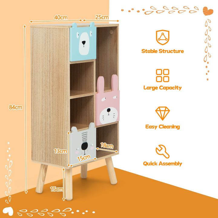 Kids Toy Storage Organizer with 4 Open Compartments-Natural