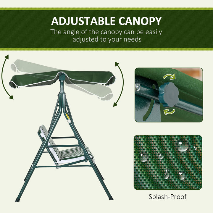 Steel 3-Seater Swing Chair w/ Adjustable Canopy Green
