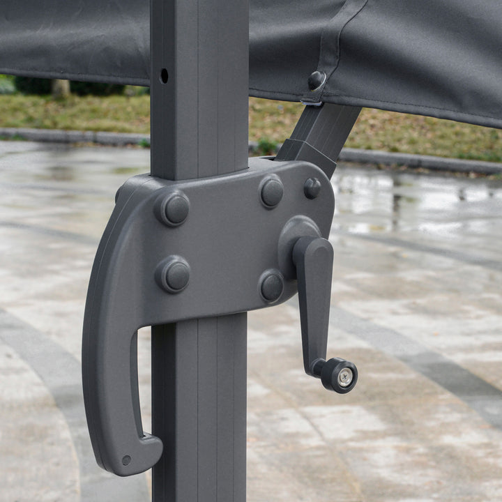 4.5 m Patio Cantilever Roma Parasol, Large Double-Sided Rectangular Garden Umbrella with Crank Handle, 360° Cross Base for Bench, Outdoor