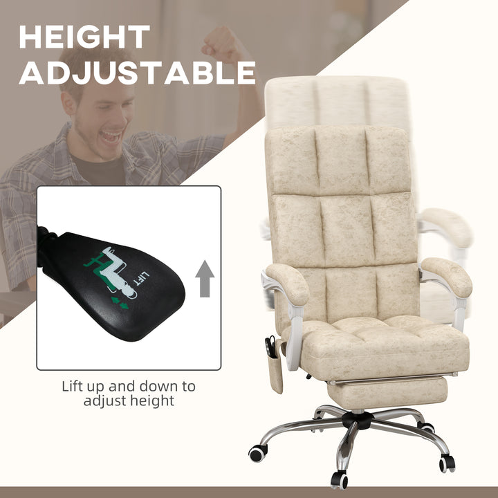 Vinsetto Executive Vibration Massage Office Chair, Microfibre Computer Chair with Armrest, 135° Reclining Back, Beige