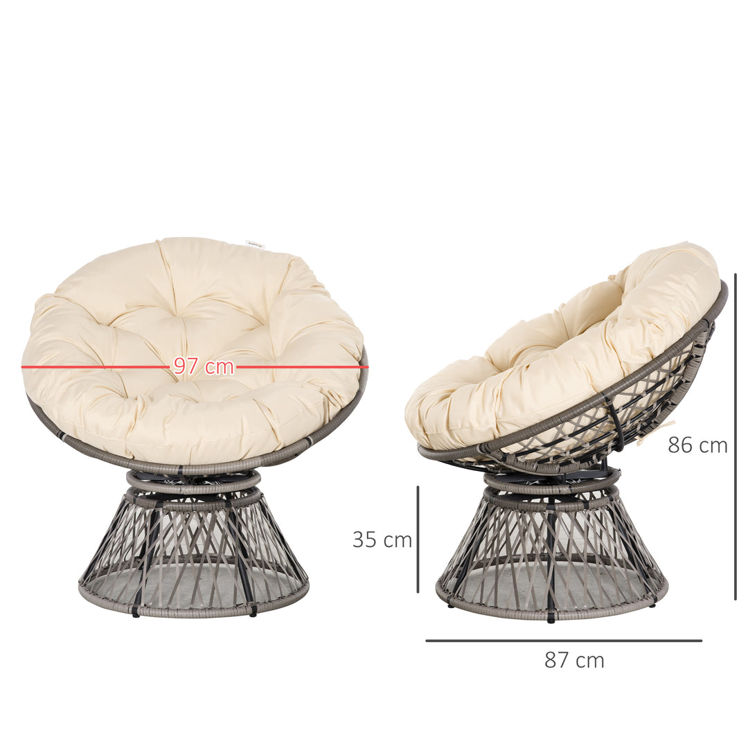 360° Swivel Rattan Chair Outdoor Wicker Chairs w/ Padded Cushion