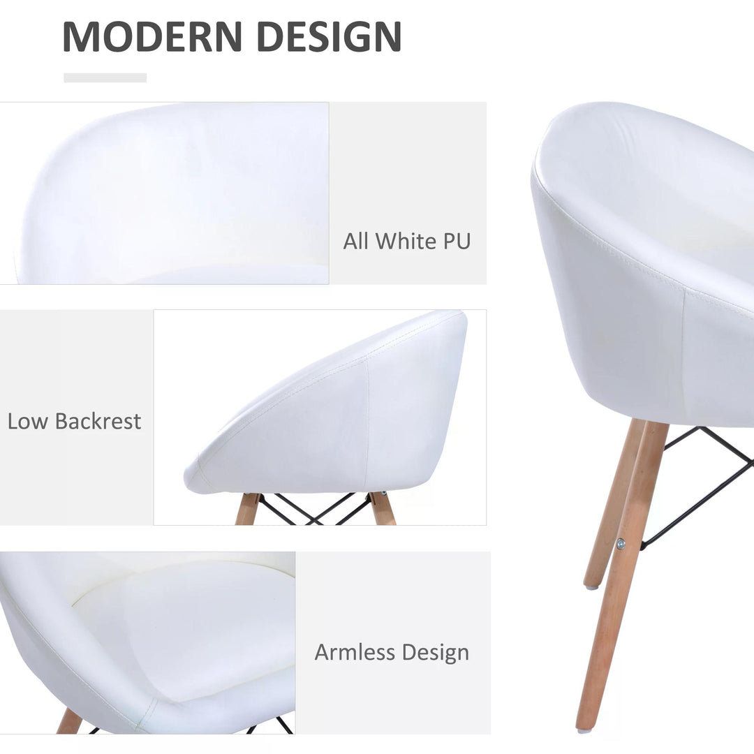 Faux Leather Lounge Chair W/Solid Wooden Legs-White