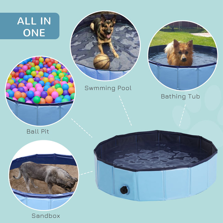 PawHut Pet Swimming Pool, Foldable, 80 cm Diameter-Blue