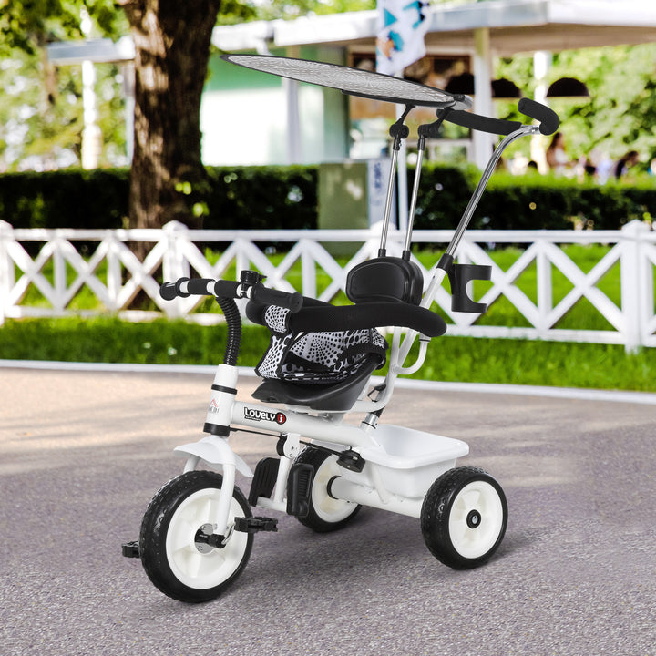 Baby Tricycle W/Handle-White/Black