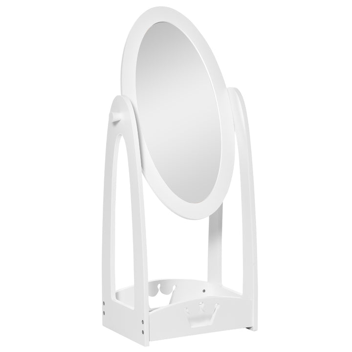 Free Standing Full Length Mirror, Child's Dressing Mirror with storage shelf 360° Rotation MDF, For 3- 8 Years Old, 40L x 30W x 104H cm