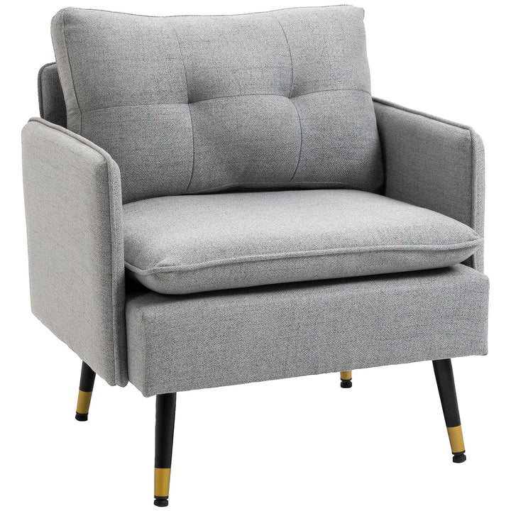 Modern Accent Chair, Upholstered Button Tufted Occasional Chair for Living Room and Bedroom, Grey