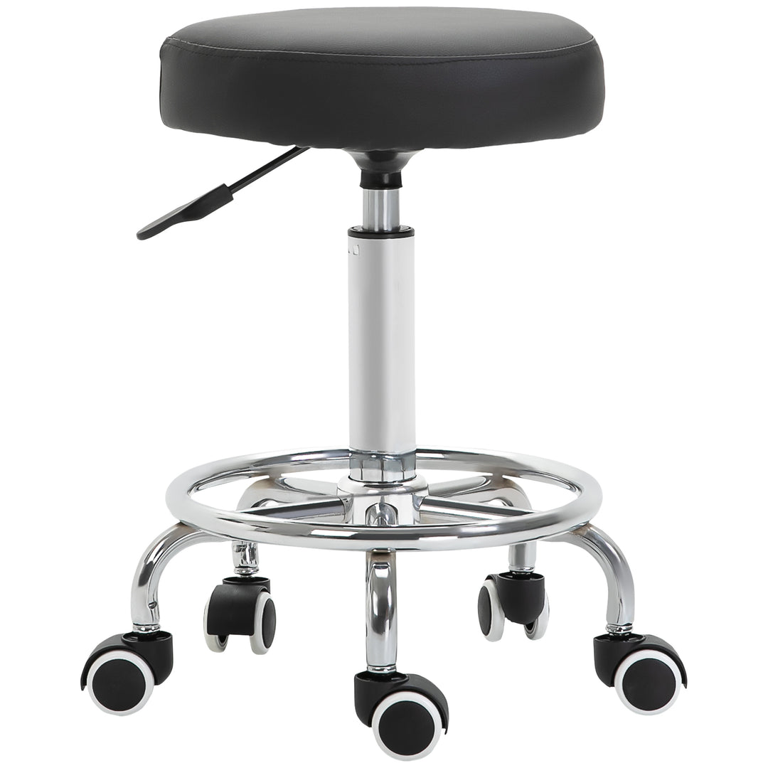 PU Leather Height Adjustable Swivel Salon Stool Black