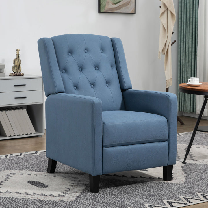 Recliner Chair, Button Tufted Cloth with Leg Rest, Deep Blue